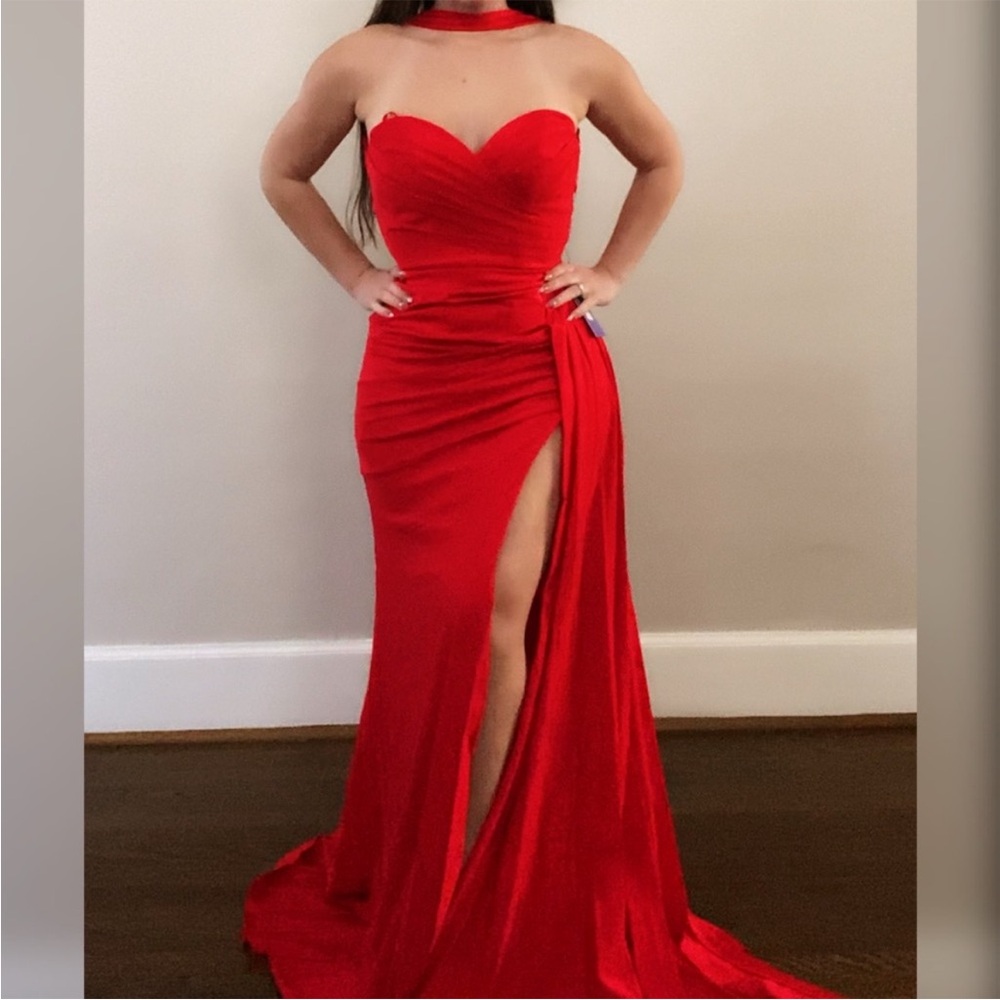 Red prom dress, formal dress or evening gown